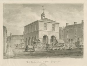 Stoke-upon-Trent - Market House: sepia tegning af John Buckler