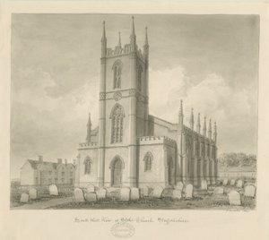 Stoke-upon-Trent Church [Ny]: sepia-tegning af John Buckler