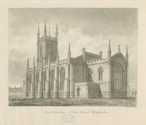Stoke-upon-Trent Church [Ny]: sepia-tegning af John Buckler