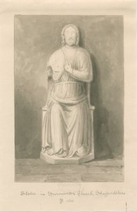 Swynnerton Church - Statue af Jesus Kristus: sepia vask tegning af John Buckler