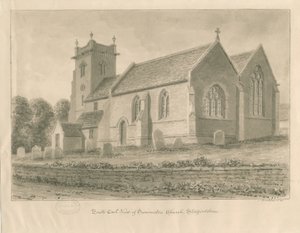 Swynnerton Church: sepia tegning, 1841 af John Buckler
