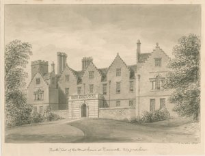 Tamworth - The Moat House: sepia tegning af John Buckler