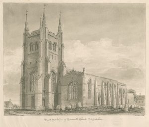 Tamworth Church: sepia tegning af John Buckler