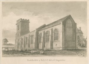 Tatenhill Church: sepia vask tegning af John Buckler