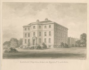 Teddesley Hall: sepia wash drawing, 1841dani af John Buckler