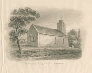 Tixall Church: sepia vask tegning, nd [?1841] af John Buckler