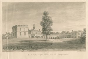 Tixall Hall - Stald: sepia-tegning, 1841 af John Buckler