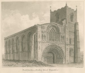 Tutbury Priory Church: sepia tegning af John Buckler