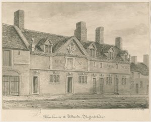 Uttoxeter Town - Almshouses: sepia wash drawing, 1839dani af John Buckler