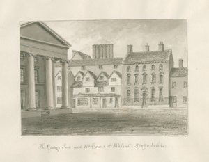 Walsall Town - The George Inn: sepia vask tegning af John Buckler