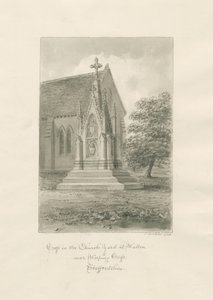 Walton-on-the-Hill Church - Kirkegårdskors: sepia-tegning af John Buckler