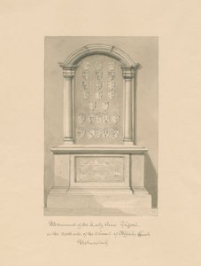 Westmorland - Appleby Church - Monument til Lady Anne Clifford: sepia tegning, 1800