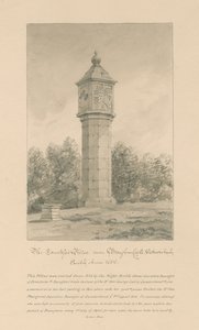 Westmorland - Brougham Castle - Countess Pillar: sepia drawing, 1800dani af John Buckler