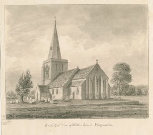 Weston-on-Trent Church: sepia-tegning, 1841