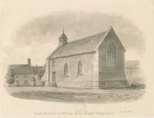 Wheaton Aston Chapel: sepia vask tegning af John Buckler