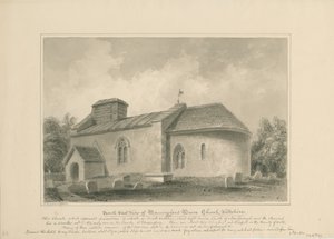 Wiltshire - Manningford Bruce Church: sepia-tegning, 1806 af John Buckler