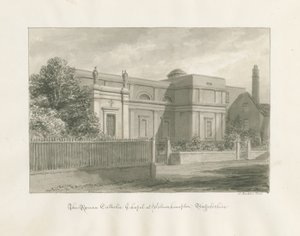 Wolverhampton - Det romersk-katolske kapel: sepia-tegning af John Buckler
