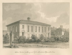 Worcestershire - Droitwich - Blue School: sepia tegning af John Buckler