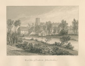 Worcestershire - Droitwich - East View of Town: sepia-tegning, 1833