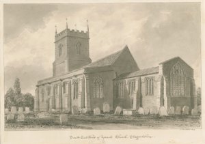 Yoxall Kirke: sepia tegning af John Buckler