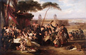 The Greenwich Pensioners Commemorating Trafalgar, ca. 1835 (olie på panel)