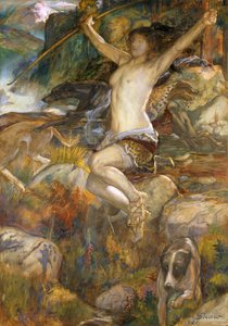 Diana of the Hunt, 1901 (wc på papir) af John Byam Liston Shaw