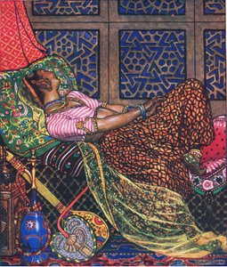 Zira i fangenskab, illustration fra The Garden of Kama (og andre tekster fra Indien), 1920 af John Byam Liston Shaw