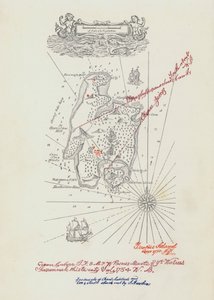 Kort over Treasure Island (farve litho)