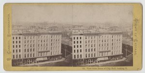 Stereograf af udsigten fra rådhusets kuppel mod nord, før Chicago-branden i 1871
