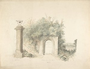 Titelside til en gruppe af planer, forhøjninger og naturskønne interiører af Lea Castle, Worcestershire..., 18