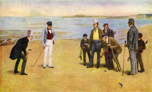 The Stymie, en foursome spiller golf i North Berwick af John Charles (after) Dollman