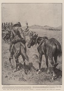 Hvad krigen har gjort ved vores kavaleriheste, en soldat, der leder sin slidte oplader af John Charlton