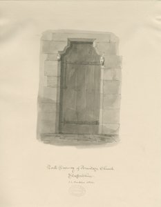 Armitage Church - North Doorway: sepia tegning af John Chessell Buckler