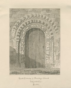 Armitage Church - South Doorway: sepia drawing, 1823dani af John Chessell Buckler