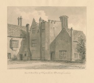 Buckinghamshire - Chenies Hall: sepia drawing, 1824dani af John Chessell Buckler