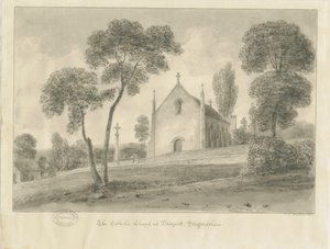 Cresswell - Draycott-in-the-Moors Catholic Chapel: sepia drawing, 1841dani af John Chessell Buckler