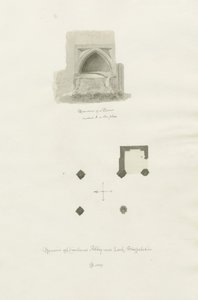 Dieulacres Abbey: sepia tegning af John Chessell Buckler