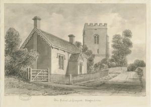 Draycott in the Moors - Skole: sepia-tegning, 1841 af John Chessell Buckler
