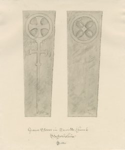 Enville Kirke - Gravsten: sepia tegning af John Chessell Buckler