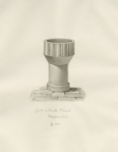 Skrifttype i Enville Kirke: sepia tegning af John Chessell Buckler