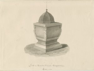 Skrifttype i Sandon Church: sepia vask tegning, maj 1841 (tegning) af John Chessell Buckler