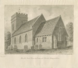 Fradswell Church: sepia tegning af John Chessell Buckler