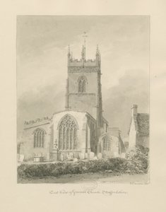Gnosall Kirke: sepia tegning af John Chessell Buckler