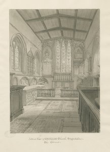 Interiør af Blithfield Church: sepia tegning af John Chessell Buckler