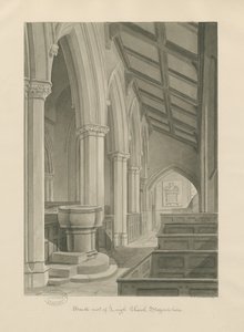 Interiør af Leigh Church: sepia tegning