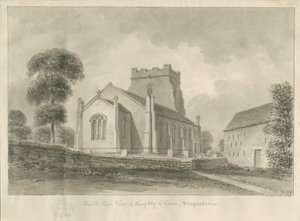 Kingsley Church: sepia tegning, 1841 af John Chessell Buckler