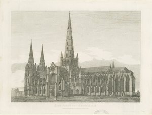 Lichfield Cathedral - South East View: gravering og [c 1820] (print) af John Chessell Buckler