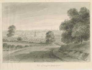 Longport Village: sepia tegning af John Chessell Buckler