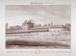 Nordlig udsigt over Philanthropic Society Institution på London Road, Southwark, London, 1827 af John Chessell Buckler
