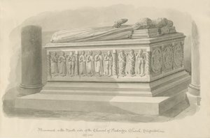 Penkridge Church - Tomb of [Edward Littleton]: sepia tegning af John Chessell Buckler